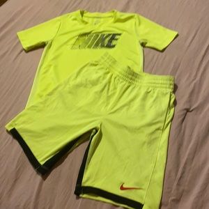 Neon green Nike short set.